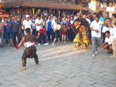 भक्तपुरमा ऐतिहासिक लाखे नाच सुरु